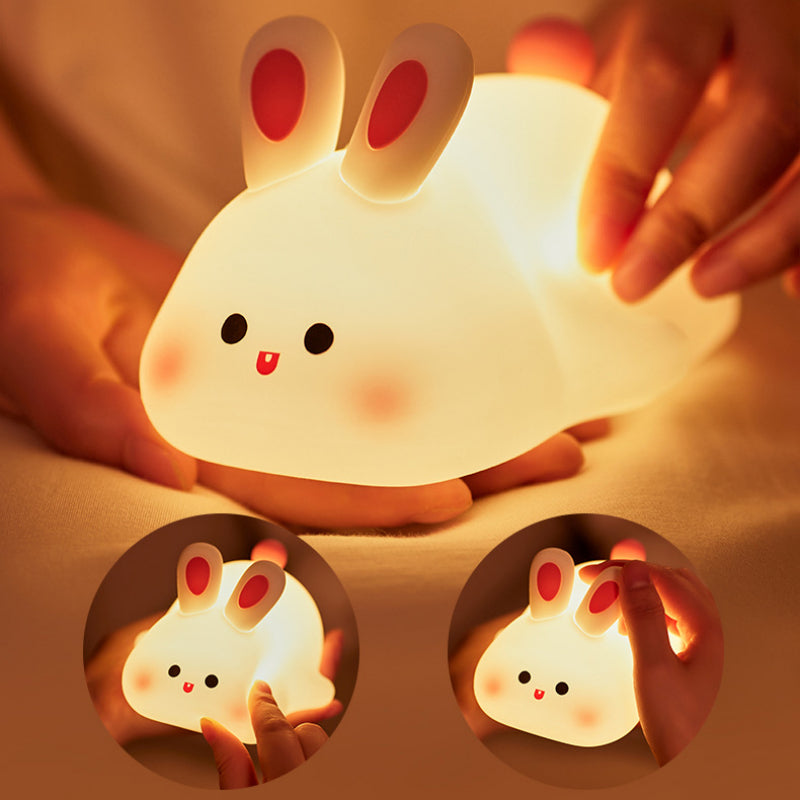 Cute Silicone LED Night Light for Kids – Touch Sensor Rechargeable Bedside Lamp