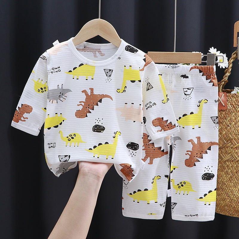 Three-quarter Sleeves Thin Children's Cotton Pajamas Suit