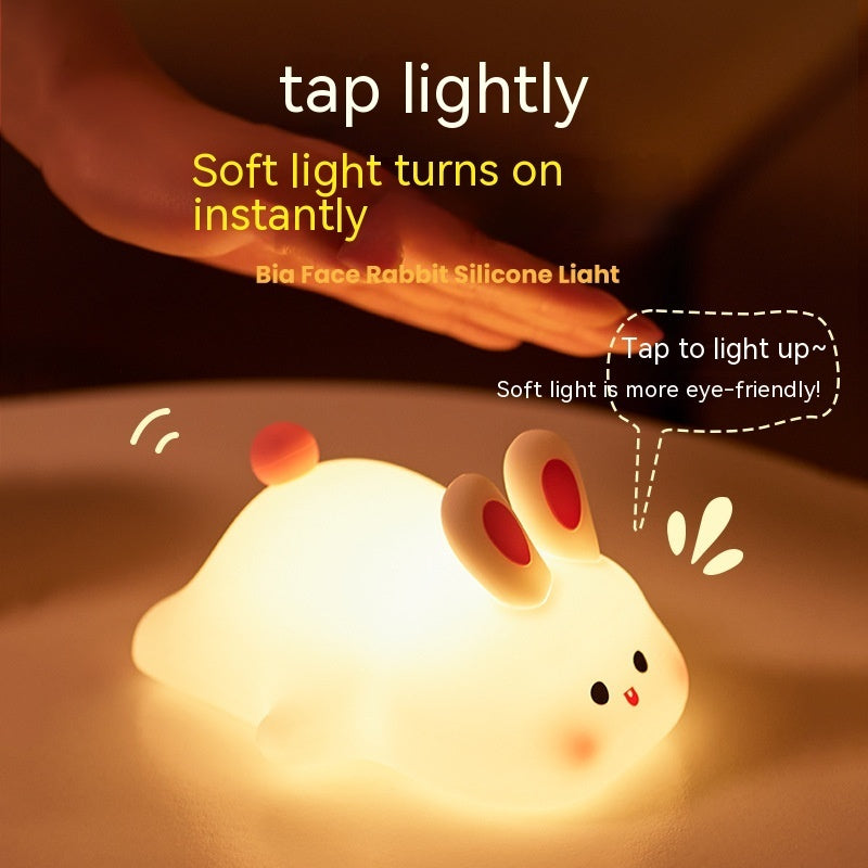 Cute Silicone LED Night Light for Kids – Touch Sensor Rechargeable Bedside Lamp