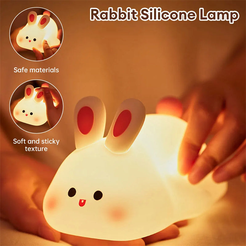 Cute Silicone LED Night Light for Kids – Touch Sensor Rechargeable Bedside Lamp