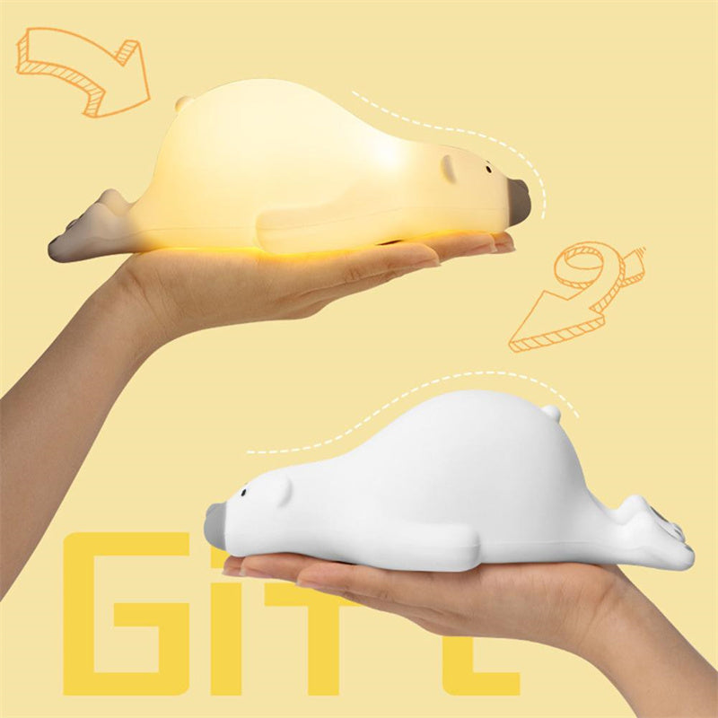 Cute Bear Silicone Night Light – 3-Level LED Bedside Lamp for Kids & Home Decor